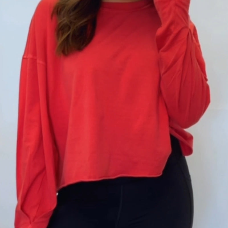Call Me Cute Long Sleeve Tee Dark Red
