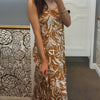 Tropical Escape Tropical Print Midi  Dress With Tie Back Detail