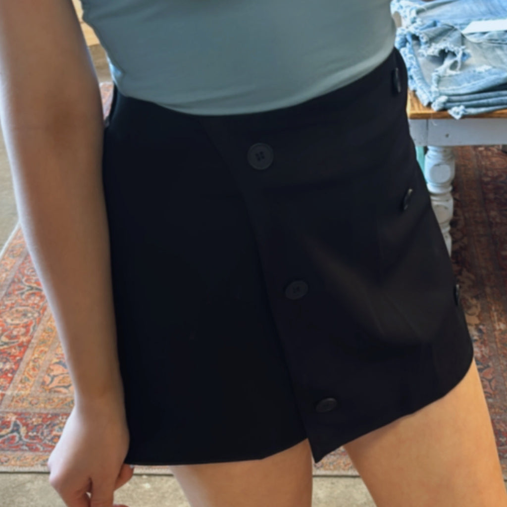 Tinley Button Front Skort Black