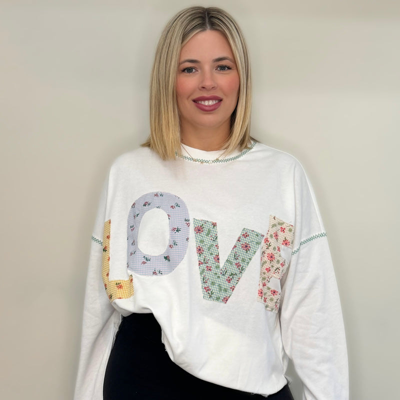 My Heart Floral Love Patchwork Pullover