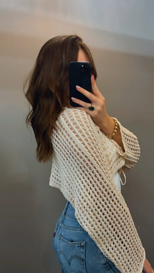 Give It Your All Crochet Lace Up Front Top