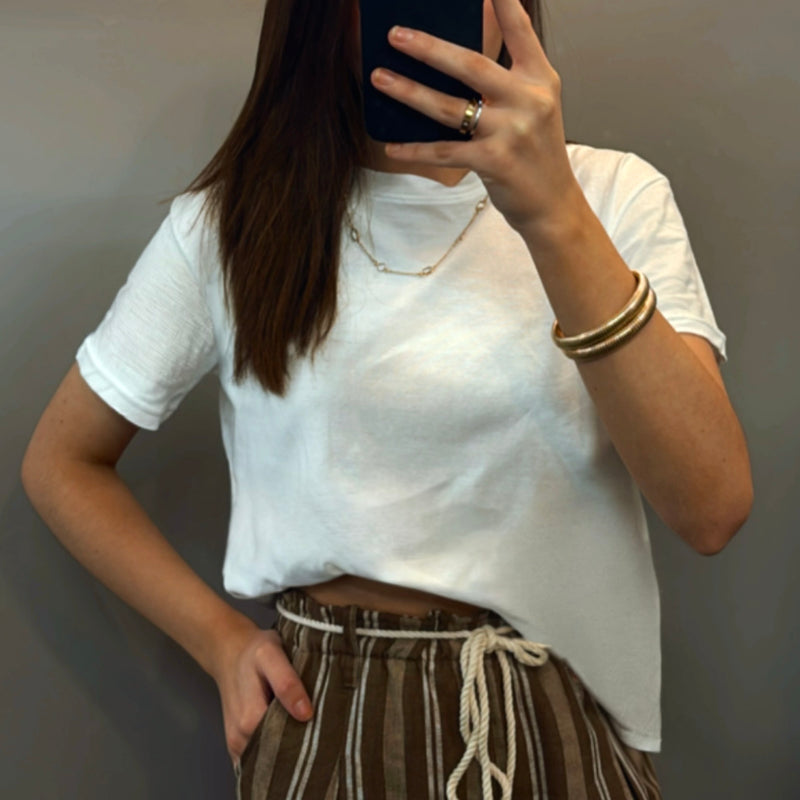 Lexi Short Sleeve Round Neck Tee White