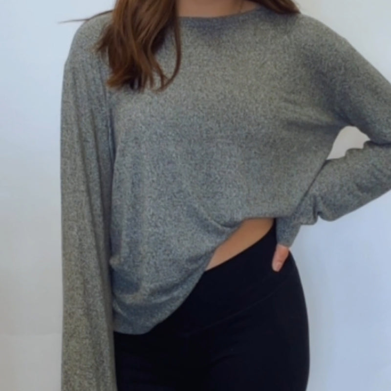 Expand Your Horizon Hacci Round Neck Sweater Black