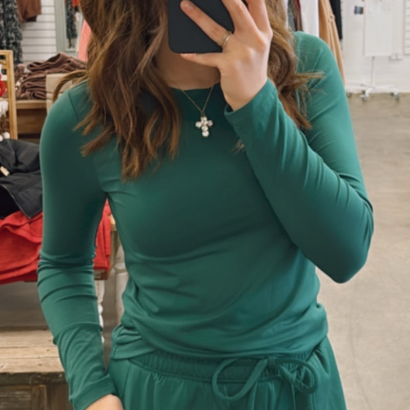 Butter Soft Long Sleeve Top Green