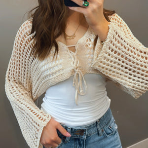 Give It Your All Crochet Lace Up Front Top