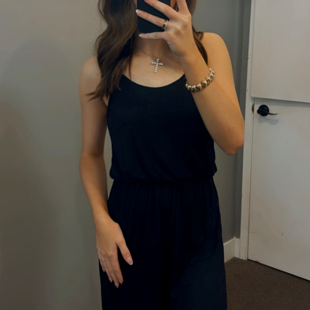 Wonder Why Elastic Waist Dress Black