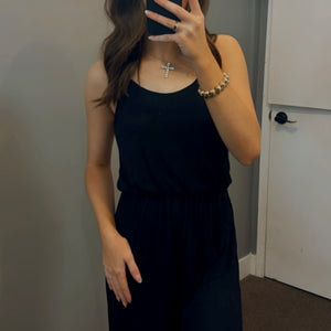 Wonder Why Elastic Waist Dress Black