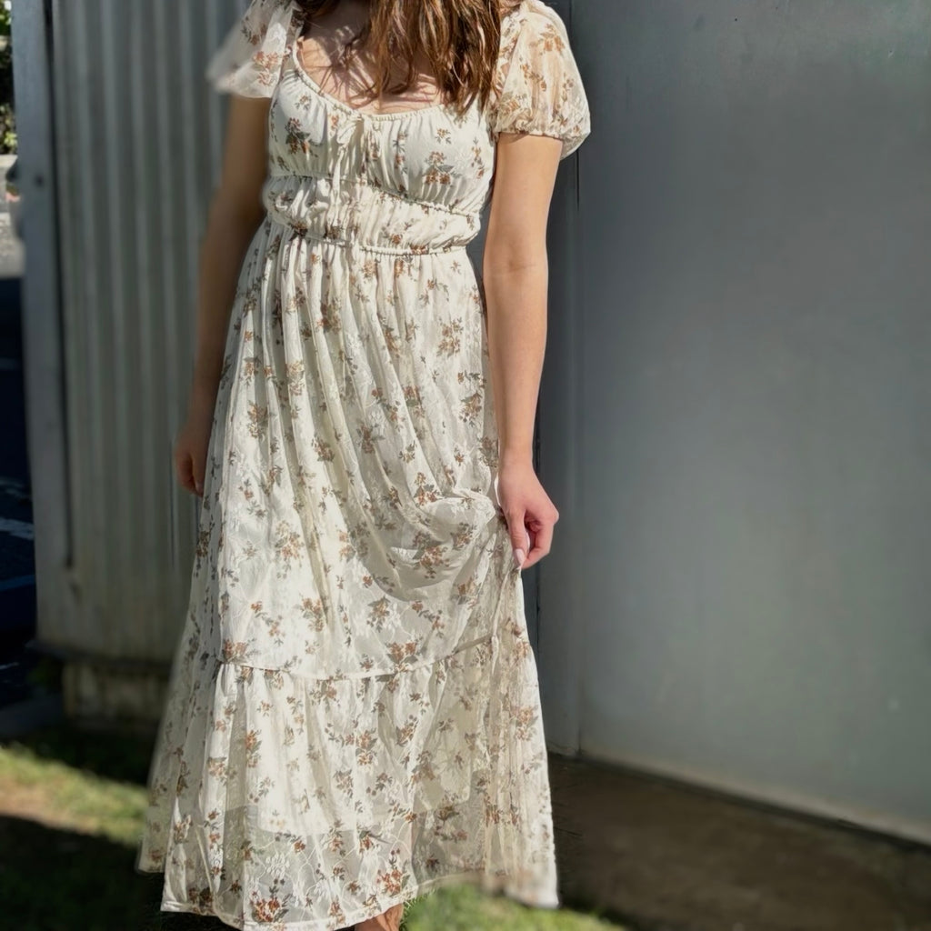 Think About Us Floral Tie Front Midi Dress