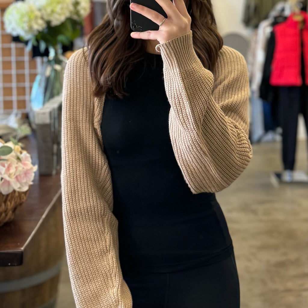 Call Me Bolero Knitted Shrug Khaki