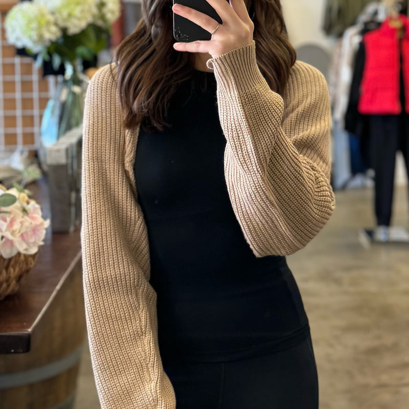 Call Me Bolero Knitted Shrug Khaki