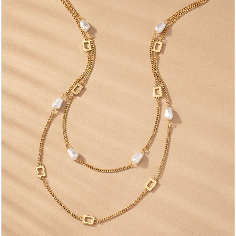 Two Row Necklace With Pearls