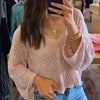 First Look Crochet Long Sleeve Top Pink
