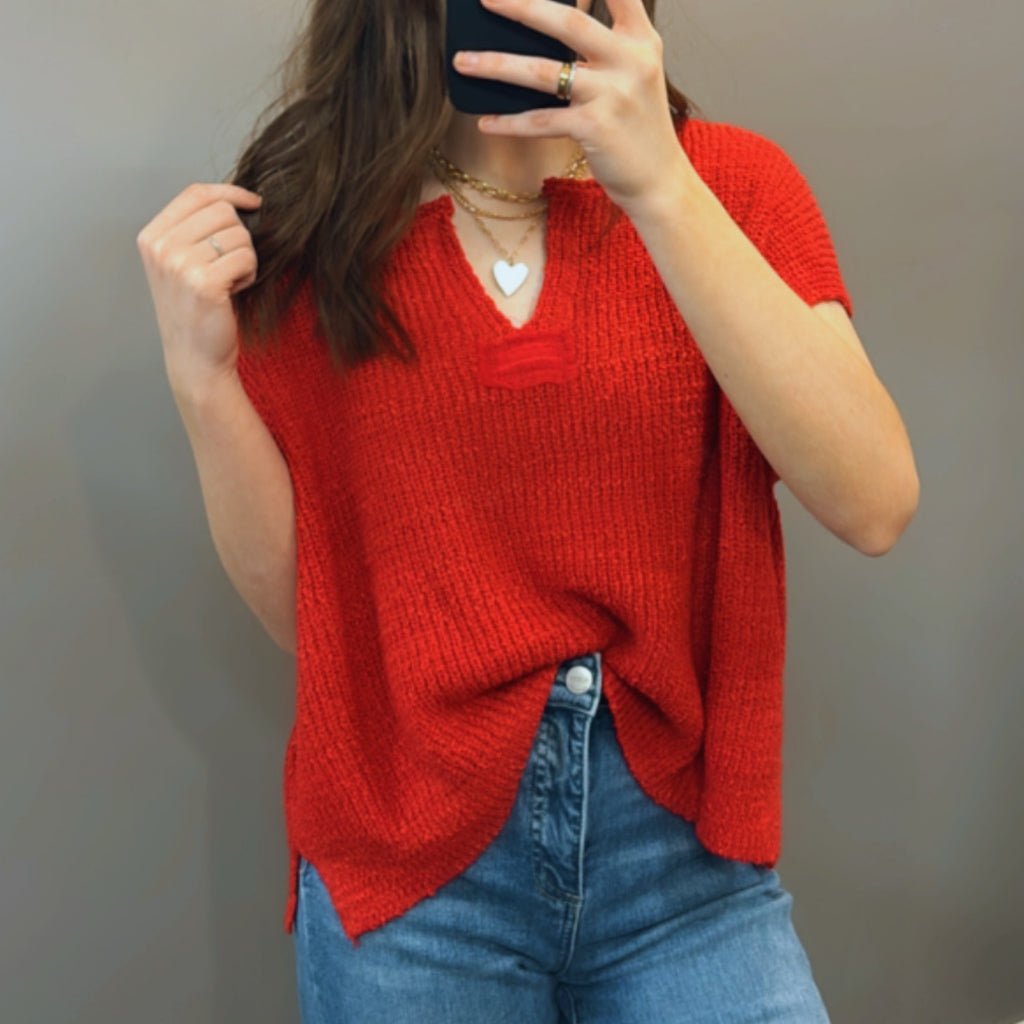 Interested In You Sweater Top Red