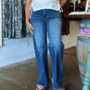 High Rise Straight Leg Medium Wash Denim