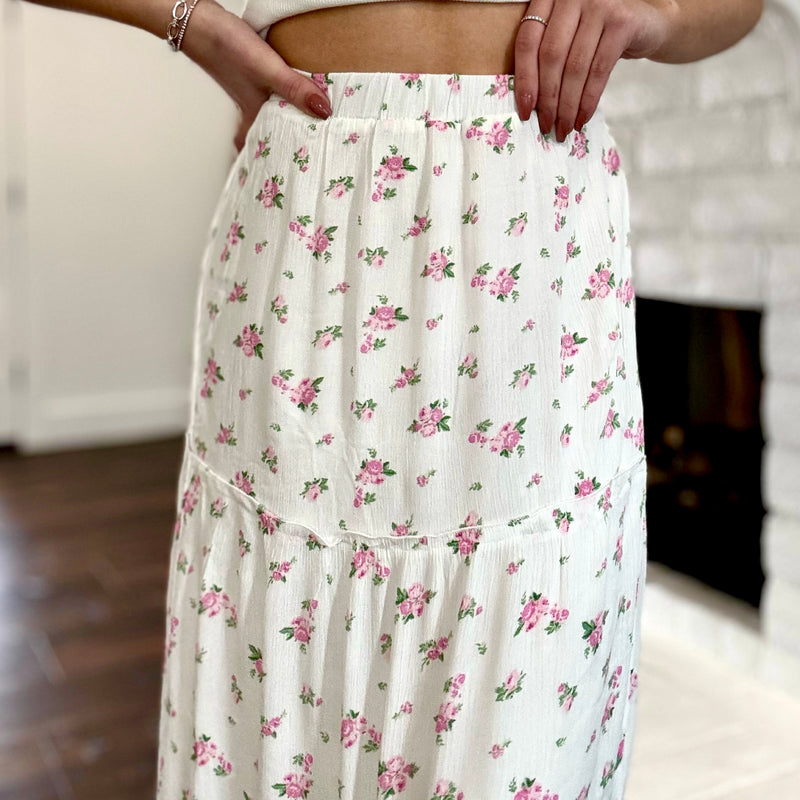 Dreamy Days Floral Print Maxi Skirt