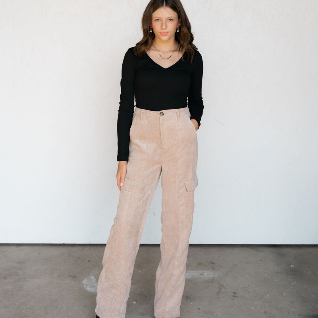 Work It Corduroy Cargo Pants with Side Pockets