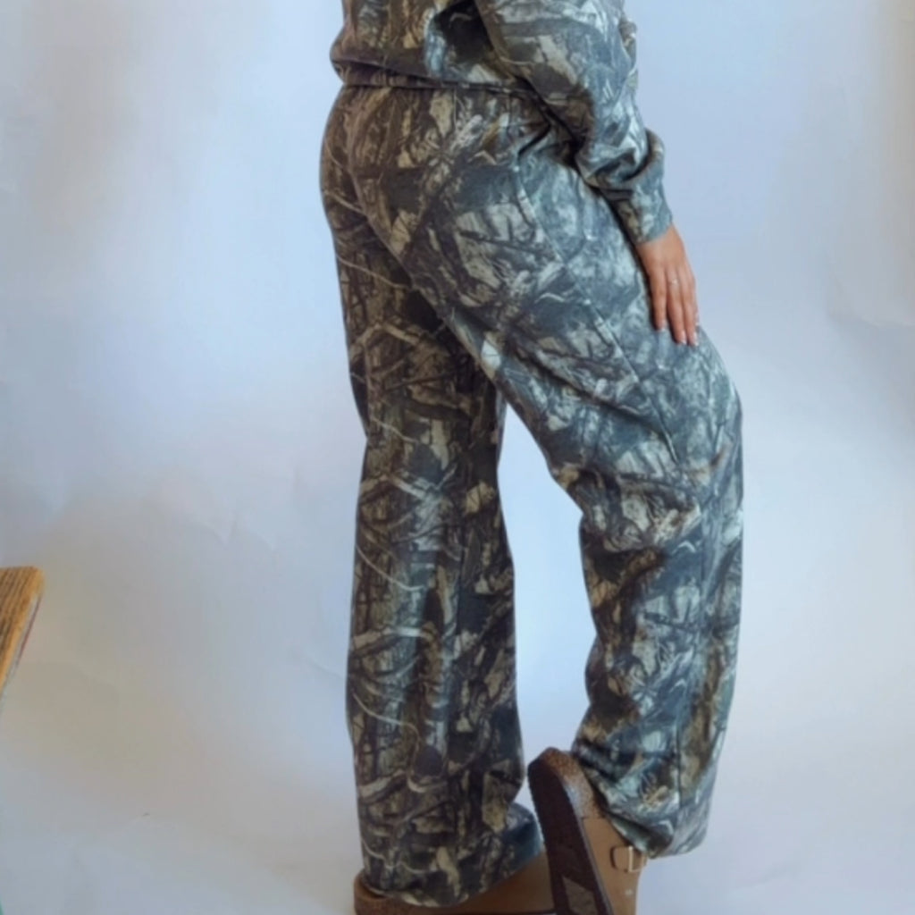 Wink Exclusive Camo Print Mid Rise Pants Olive