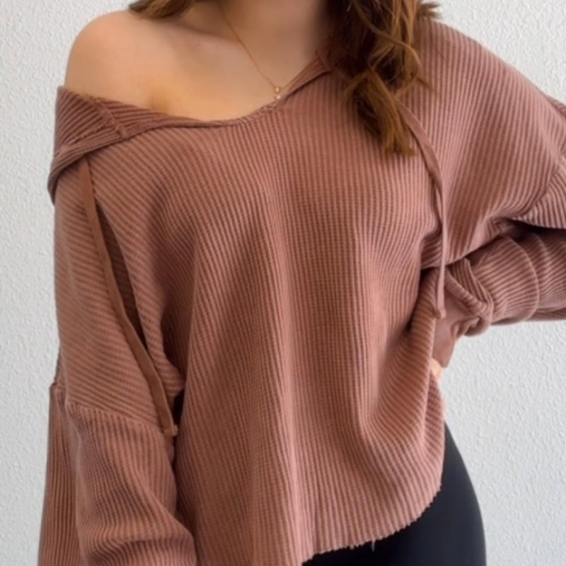 Laken Waffle Knit Hooded Top
