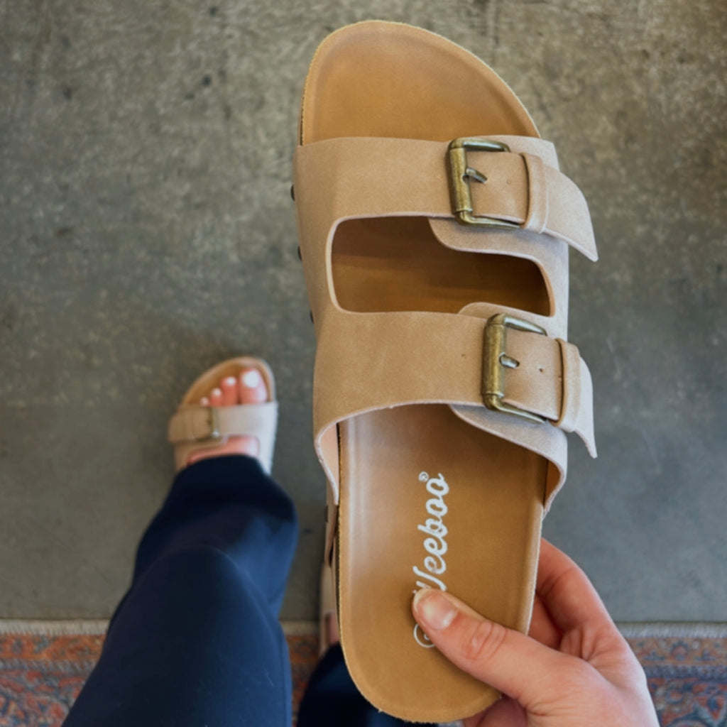 Summer Double Strap Stacked Sandals