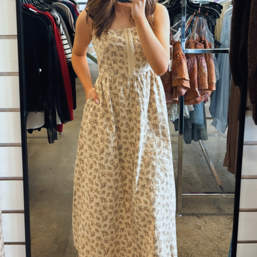 Fall Days Floral Front Hook Midi Dress