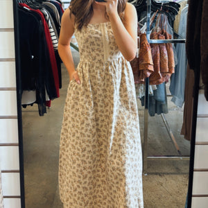Fall Days Floral Front Hook Midi Dress