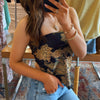 Paisley Satin Bandana Tube Top Navy