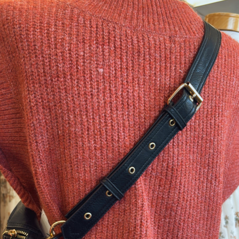 Luxe convertible sling belt bum bag black