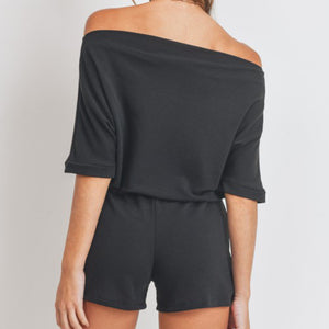 Off Shore Off The Shoulder Romper Black