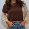 Weekend Flowy Round Hem Top Brown