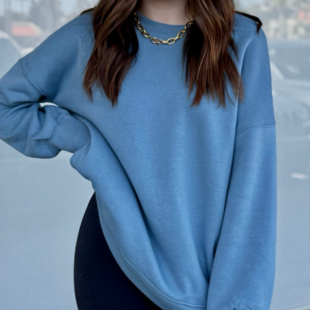 I Can't Forget Hi Low Sweater With Pockets Blue
