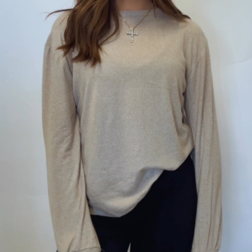 Expand Your Horizon Hacci Round Neck Sweater Khaki
