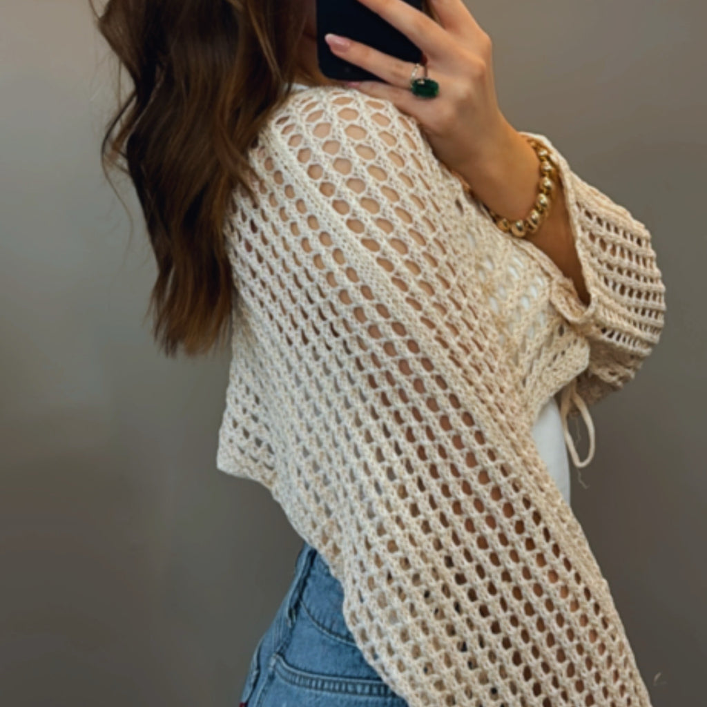 Give It Your All Crochet Lace Up Front Top