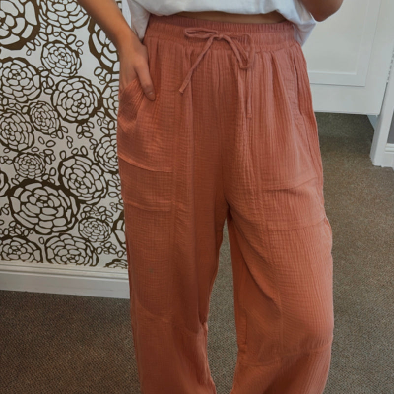Coast Line Wide Leg Gauze Pants
