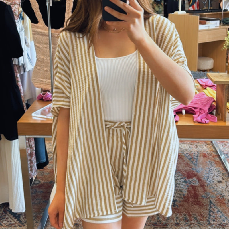 Coastal Chic Striped Kimono