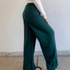Hazel Waffle Knit Drawstring Waistband Bottoms Dark Green