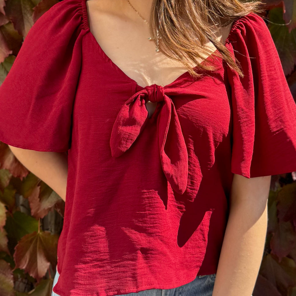 Logan Airflow Front Tie Top Red