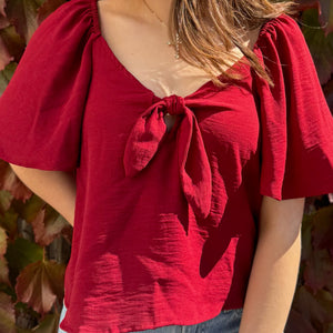 Logan Airflow Front Tie Top Red