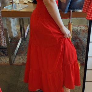Just A Theory Smocked Waistband Skirt Red