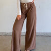 Hazel Waffle Knit Drawstring Waistband Bottoms Mocha