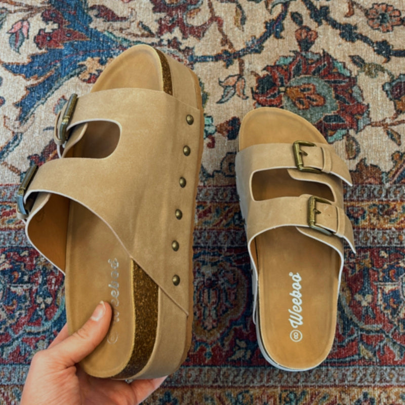 Summer Double Strap Stacked Sandals