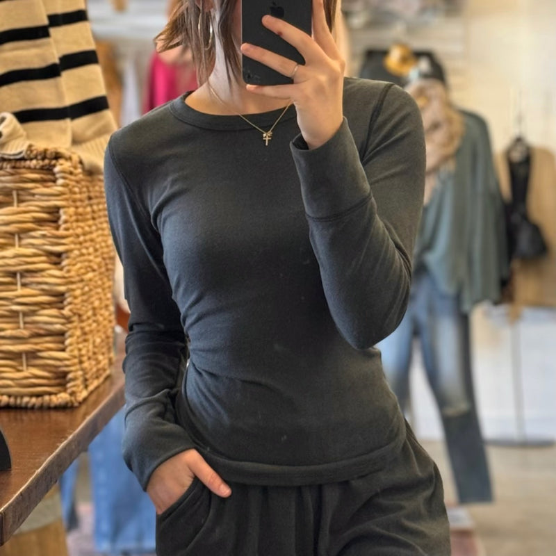 Brushed Ribbed Fitted Top