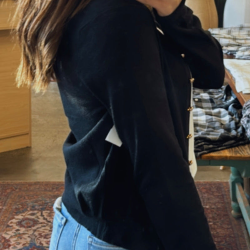 Harper Lightweight Button Front Sweater Black