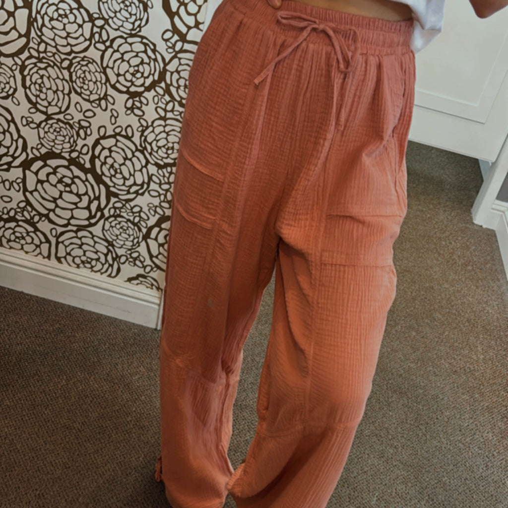 Coast Line Wide Leg Gauze Pants