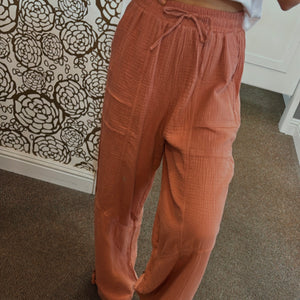 Coast Line Wide Leg Gauze Pants