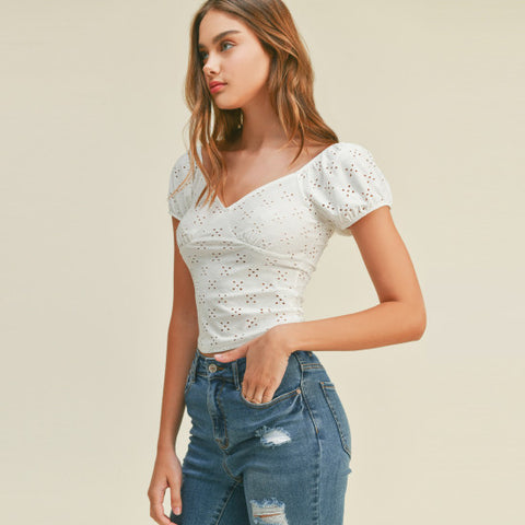 Looking Chic Button Down Top White