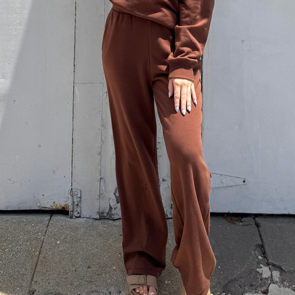 Lucky To Have You Sweatpants with Pockets Brown