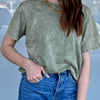 On The Way Acid Washed Basic Tee Olive