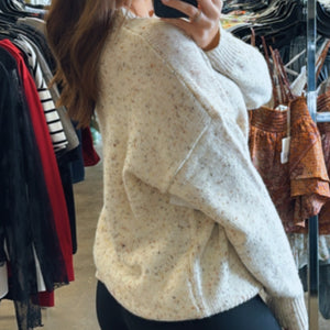 Kinney Speckle Knit Mock Neck Sweater Oatmeal