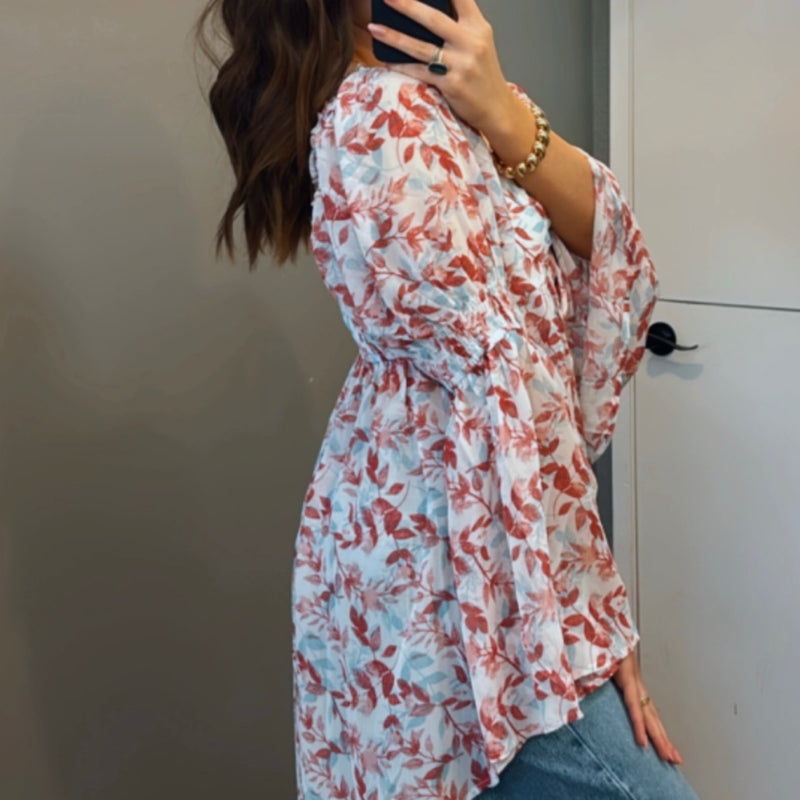 Just Makes Sense Floral Print Chiffon Top