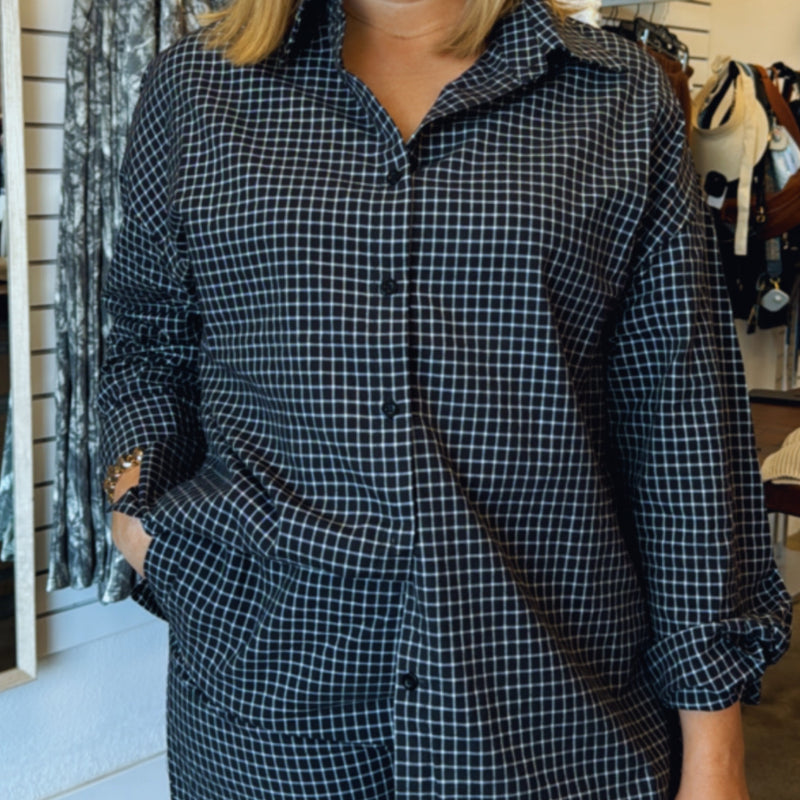 One Day At A Time Button Down Top Black